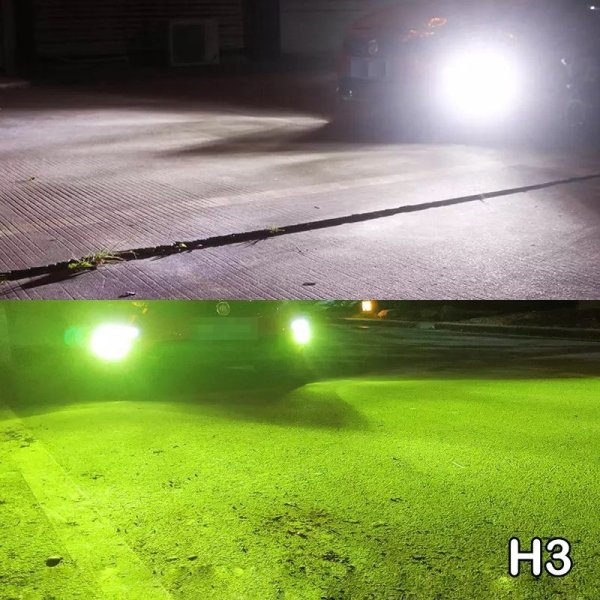 画像1: 爆光 16,000lm 2カラー ホワイト&ライムグリーン CSP LED フォグランプ H3 (1)